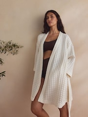 Cream Waffle Lightweight Dressing Gown - Image 2 of 9
