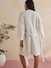 Cream Waffle Lightweight Dressing Gown - Image 4 of 9