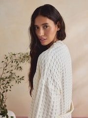 Cream Waffle Lightweight Dressing Gown - Image 5 of 9