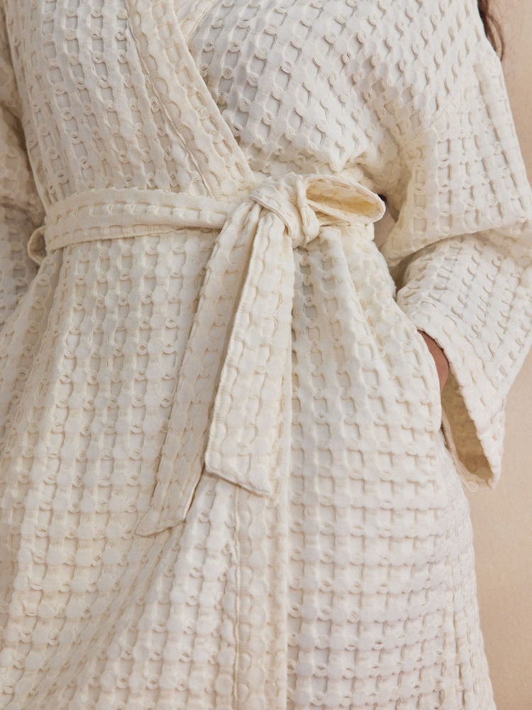 waffle knit dressing gown Waffle Hoodie Bathrobe, Cotton Summer Robe, Cozy Robe, Dressing Gown, Women Gifts