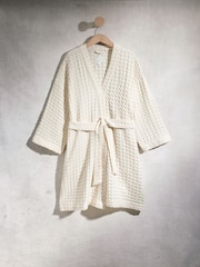 Cream Waffle Lightweight Dressing Gown - Image 8 of 9
