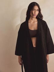Chocolate Brown Waffle Lightweight Dressing Gown - Image 3 of 6