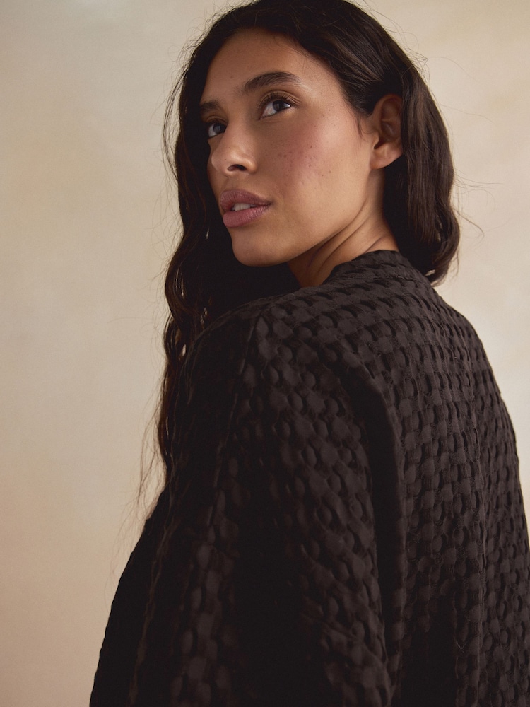 Chocolate Brown Waffle Lightweight Dressing Gown - Image 6 of 6