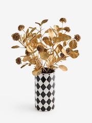Arrangement af kunstigt løv i monokrom keramisk vase - Billede 2 af 3