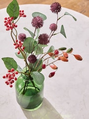 Red/Green Artificial Winter Berries and Foliage In Glass Vase - Image 2 of 3