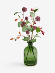 Red/Green Artificial Winter Berries and Foliage In Glass Vase - Image 3 of 3