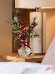 Red Winter Artificial Foliage Arrangement In Clear Glass Vase - Image 1 of 3