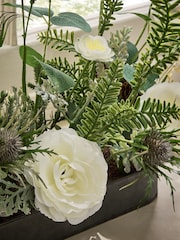White Artificial Floral Arrangement In Metal Tray - Image 2 of 2