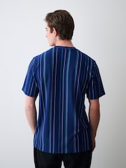 أزرق - تيشِرت أنيق مقلم بالطول - صورة 3 من 7