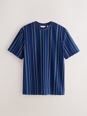 أزرق - تيشِرت أنيق مقلم بالطول - صورة 5 من 7