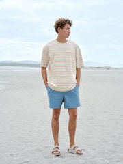 Pink/Ecru Horizontal Stripe Regular Fit T-Shirt - Image 3 of 7
