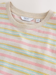 Pink/Ecru Horizontal Stripe Regular Fit T-Shirt - Image 6 of 7
