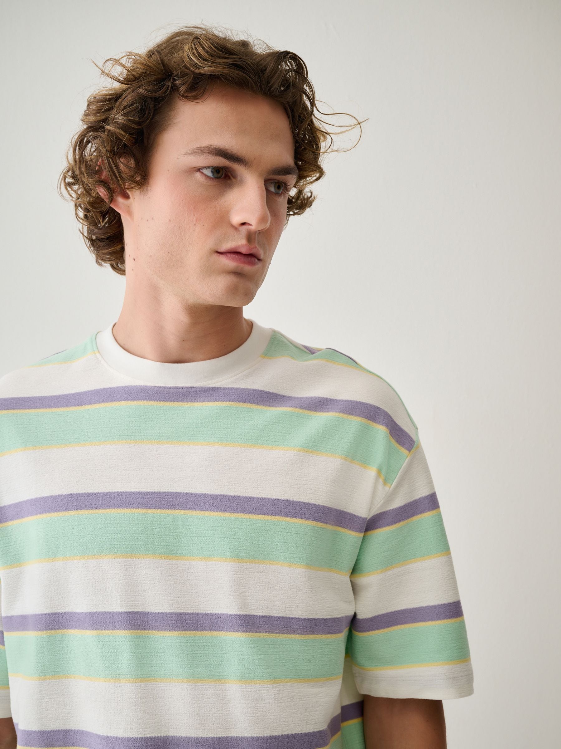 Buy Mint Green Relaxed Fit Horizontal Striped T-Shirt from Next USA