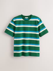 Green/Blue Regular Fit Horizontal Striped T-Shirt - Image 5 of 7