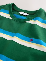 Green/Blue Regular Fit Horizontal Striped T-Shirt - Image 6 of 7