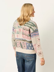 FatFace Natural Allotment Pattern Knitted Cardigan - Image 3 of 7
