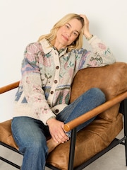 FatFace Natural Allotment Pattern Knitted Cardigan - Image 6 of 7