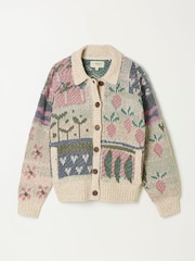 FatFace Natural Allotment Pattern Knitted Cardigan - Image 7 of 7