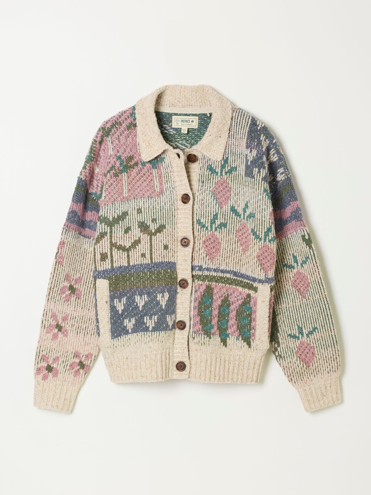 FatFace Natural Allotment Pattern Knitted Cardigan - Image 7 of 7 FatFace Natural Allotment Pattern Knitted Cardigan - Image 7 of 7