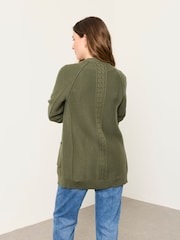 FatFace Bronwyn Olive Green Edge to Edge Longline Cardigan - Image 2 of 6