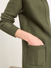 FatFace Bronwyn Olive Green Edge to Edge Longline Cardigan - Image 3 of 6