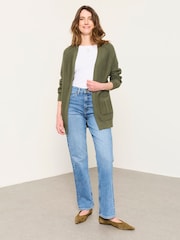 FatFace Bronwyn Olive Green Edge to Edge Longline Cardigan - Image 4 of 6