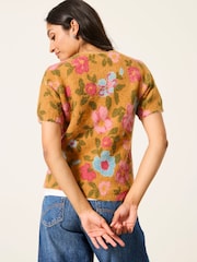 FatFace Yellow Floral Fluffy Knit Top - Image 2 of 6