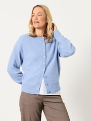 Chambray moder - Pletena jopica z okroglim ovratnikom in gumbi spredaj FatFace - Slika 4 iz 5