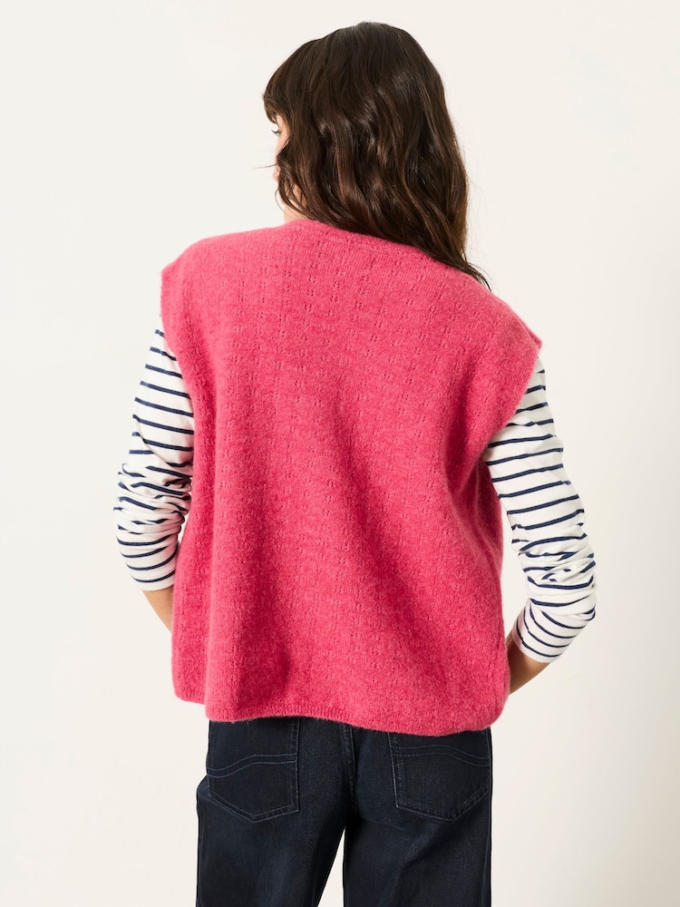 FatFace Halle Dark Pink Knitted Button Front Vest - Image 2 of 6 FatFace Halle Dark Pink Knitted Button Front Vest - Image 2 of 6