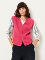FatFace Halle Dark Pink Knitted Button Front Vest - Image 5 of 6