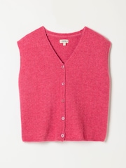 FatFace Halle Dark Pink Knitted Button Front Vest - Image 6 of 6