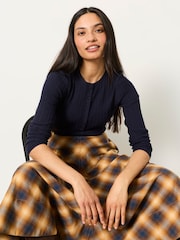 FatFace Mae Navy Knitted Henley Jumper - Image 4 of 6