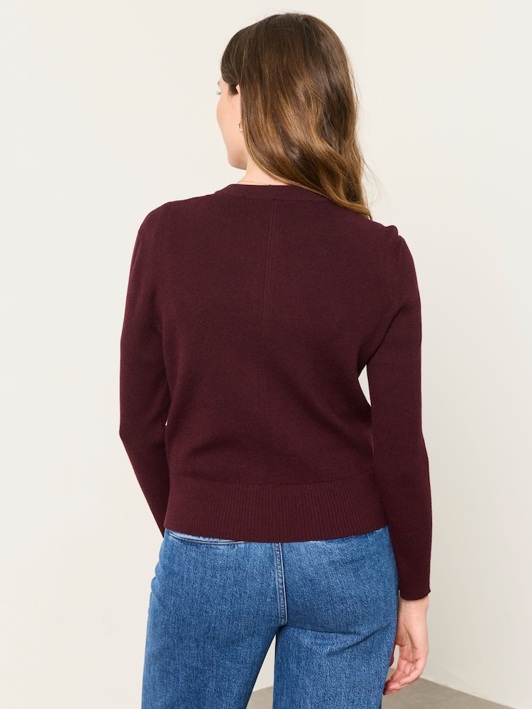 Rouge bordeaux - Cardigan FatFace en maille boutonné sur le devant - Image 2 de 6