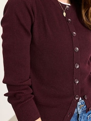 Rouge bordeaux - Cardigan FatFace en maille boutonné sur le devant - Image 3 de 6