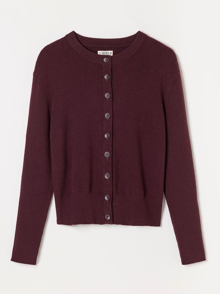 Rouge bordeaux - Cardigan FatFace en maille boutonné sur le devant - Image 6 de 6