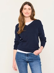 Tmavomodrá - FatFace Knitted Tunic Jumper - Obrázek 1 z 5