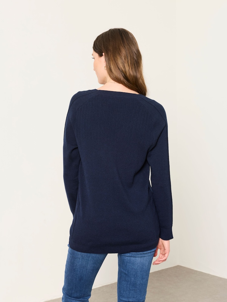 Tmavomodrá - FatFace Knitted Tunic Jumper - Obrázek 2 z 5 Tmavomodrá - FatFace Knitted Tunic Jumper - Obrázek 2 z 5