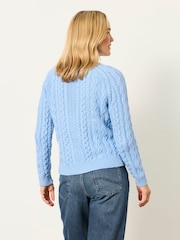 FatFace Bryony Chambray Blue Knitted Cable Jumper - Image 3 of 7