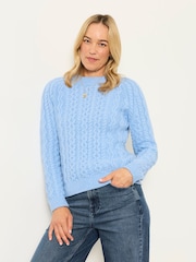 FatFace Bryony Chambray Blue Knitted Cable Jumper - Image 4 of 7