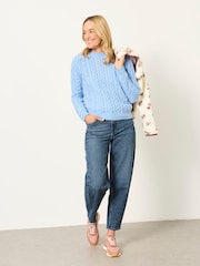 FatFace Bryony Chambray Blue Knitted Cable Jumper - Image 5 of 7