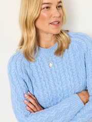 FatFace Bryony Chambray Blue Knitted Cable Jumper - Image 6 of 7