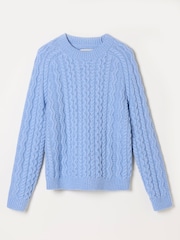 FatFace Bryony Chambray Blue Knitted Cable Jumper - Image 7 of 7