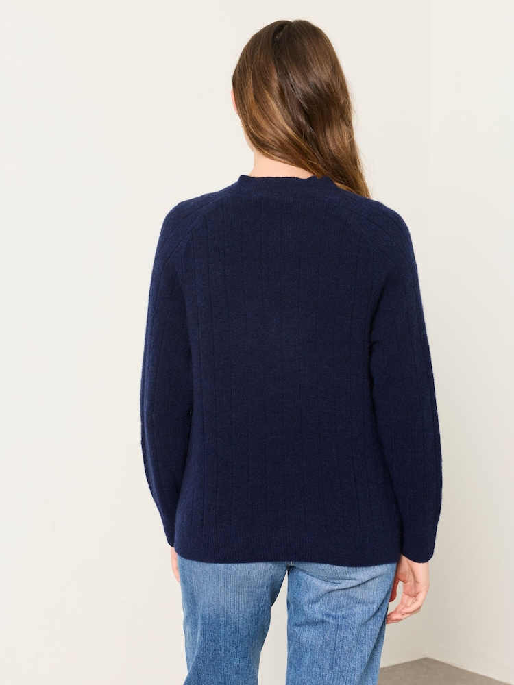 FatFace Halle Navy Knitted V Neck Jumpers - Image 2 of 6