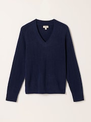 FatFace Halle Navy Knitted V Neck Jumpers - Image 6 of 6