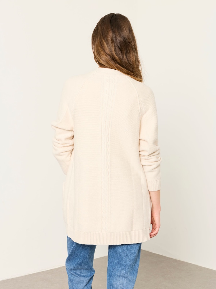 FatFace Bronwyn Ivory Edge to Edge Longline Cardigan - Image 2 of 6 FatFace Bronwyn Ivory Edge to Edge Longline Cardigan - Image 2 of 6