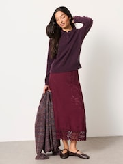 FatFace Purple Halle Collared Knitted Polo Top - Image 3 of 6