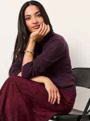 FatFace Purple Halle Collared Knitted Polo Top - Image 5 of 6