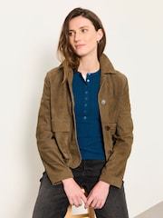 FatFace Mae Teal Blue Knitted Henley Jumper - Image 3 of 5