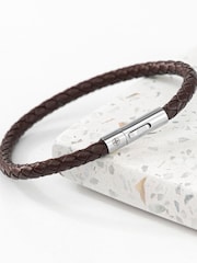Personalised Men's Travel Compass Capsule Leather Bracelet - Image 1 of 3