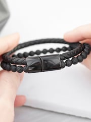 Treat Republic Personalised Men's Woven Duo Bracelet - Image 4 of 5